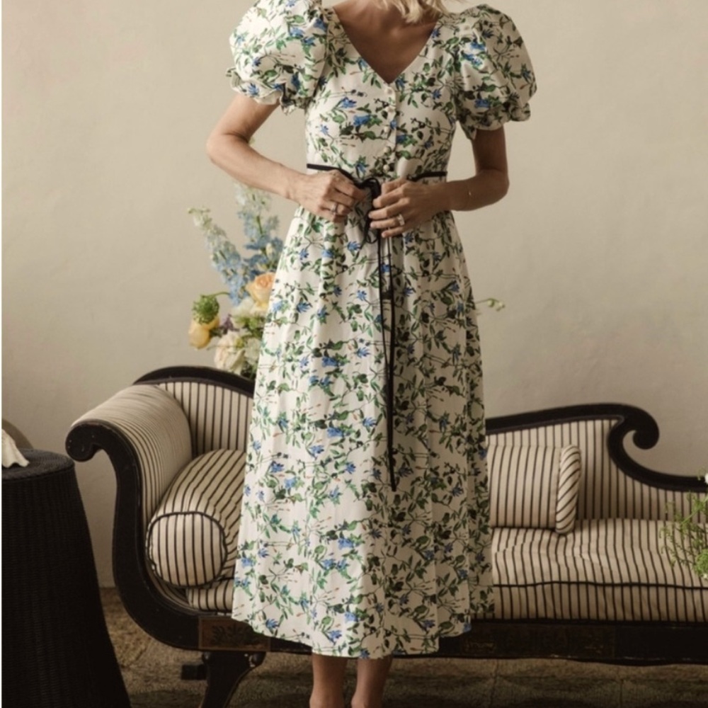 ANTONIO MELANI Blue Floral Midi Dress